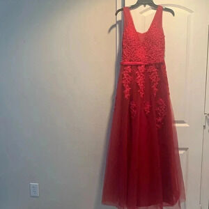 Babyonline Tulle Appliqué Gown Burgundy Red Sleeveless Dress Size 6 NWT